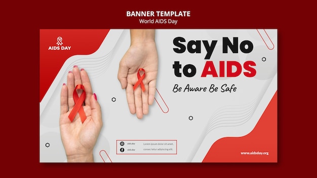 World aids day horizontal banner template