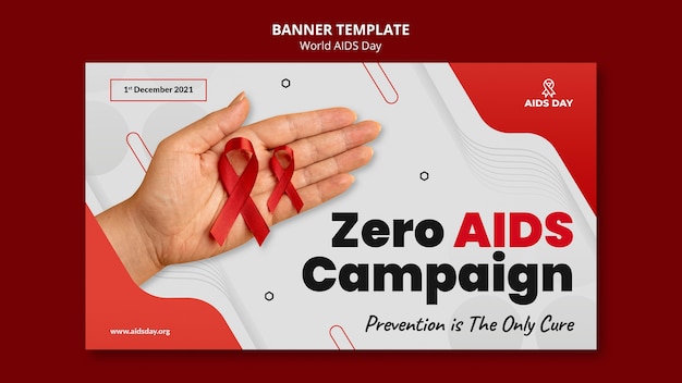 PSD gratuito banner orizzontale della giornata mondiale dell'aids