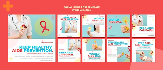 Free PSD world aids day instagram post collection