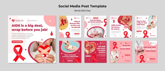 世界エイズデーのインスタグラム投稿テンプレートコレクション