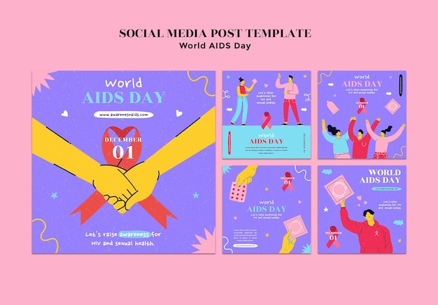 Modello di post instagram per la giornata mondiale dell'aids