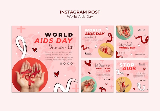 Free PSD world aids day instagram posts template