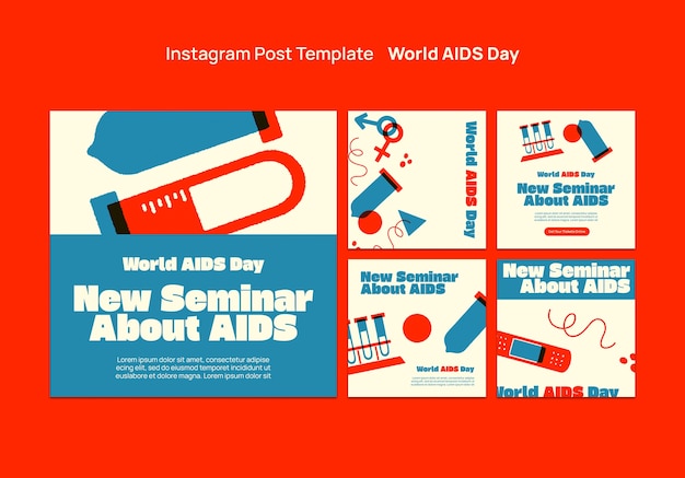 PSD gratuito post su instagram per la giornata mondiale contro l'aids