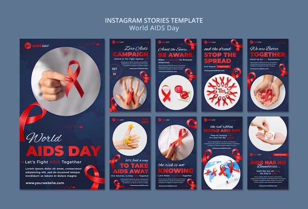 Modello di storie instagram per la giornata mondiale dell'aids