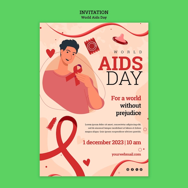 PSD gratuito modello di invito per la giornata mondiale contro l'aids