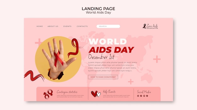 PSD gratuito modello di pagina di destinazione della giornata mondiale contro l'aids