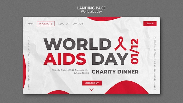 PSD gratuito modello di pagina di destinazione della giornata mondiale contro l'aids