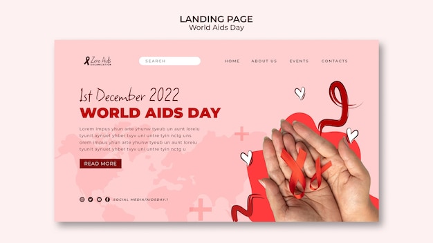 PSD gratuito pagina di destinazione della giornata mondiale contro l'aids