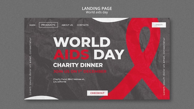 Free PSD world aids day landing page