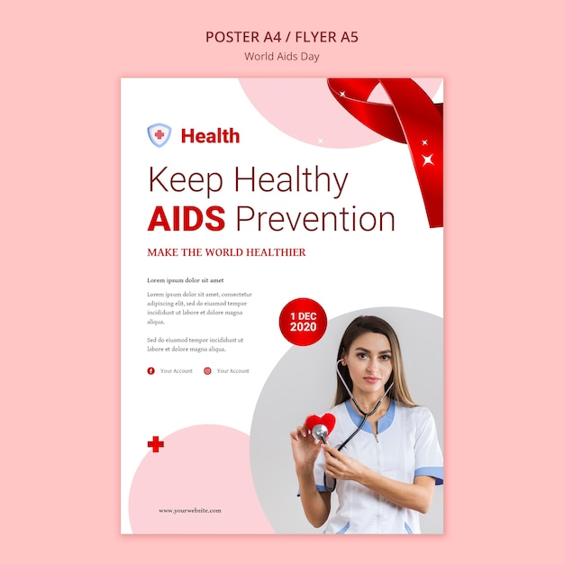 PSD gratuito modello di poster della giornata mondiale contro l'aids