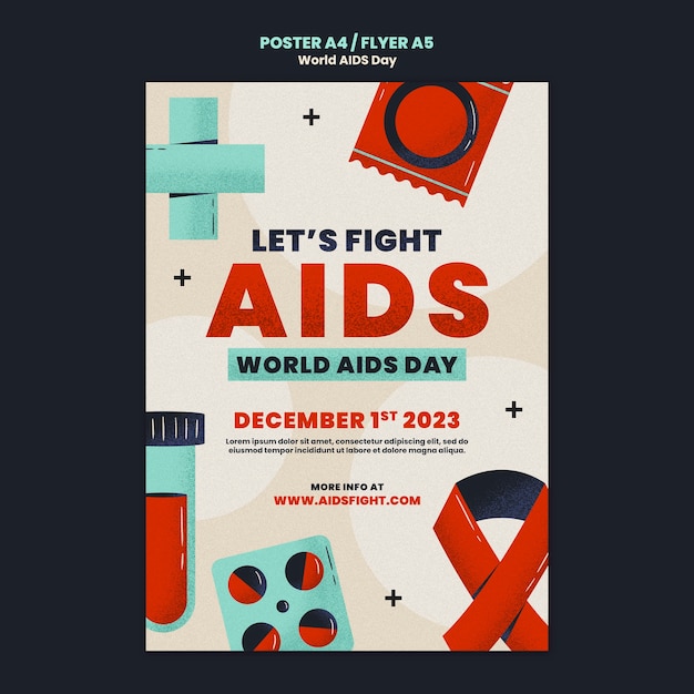 Free PSD world aids day poster template