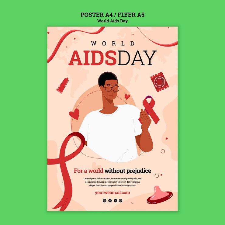 Free PSD world aids day  poster template