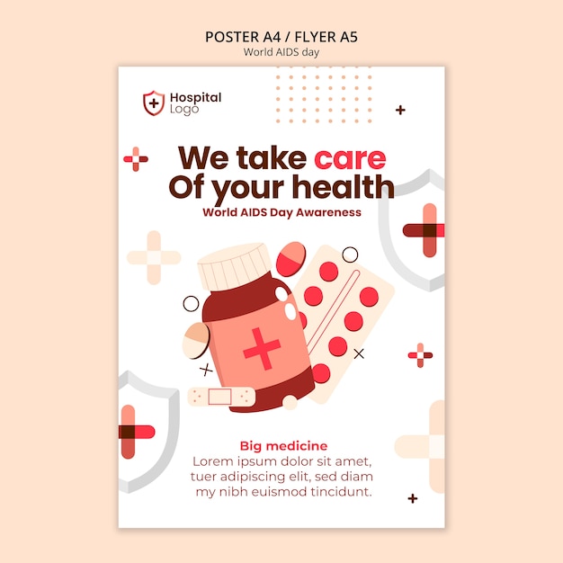 Free PSD world aids day  poster template