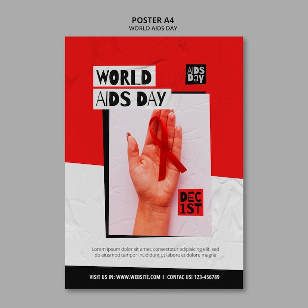 PSD gratuito modello di poster per la giornata mondiale contro l'aids