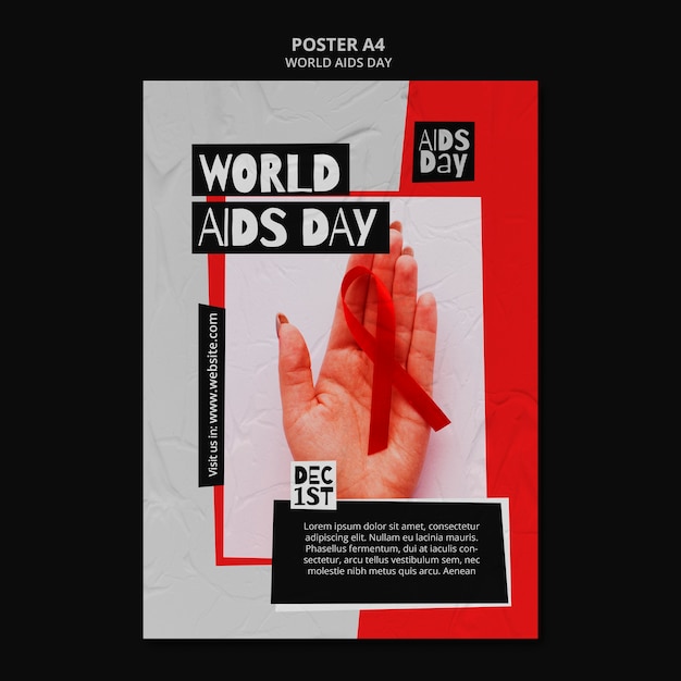 PSD gratuito modello di poster per la giornata mondiale contro l'aids