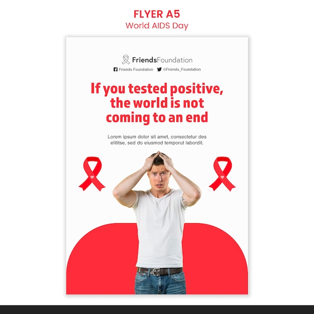 World aids day print template with red details