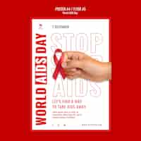 PSD gratuito modello di stampa per la giornata mondiale dell'aids con dettagli rossi