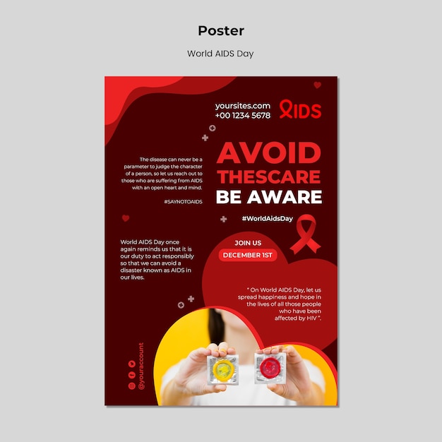 Free PSD world aids day print template with red details