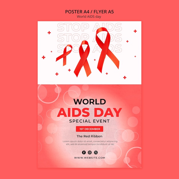 PSD gratuito progettazione del modello della giornata mondiale contro l'aids