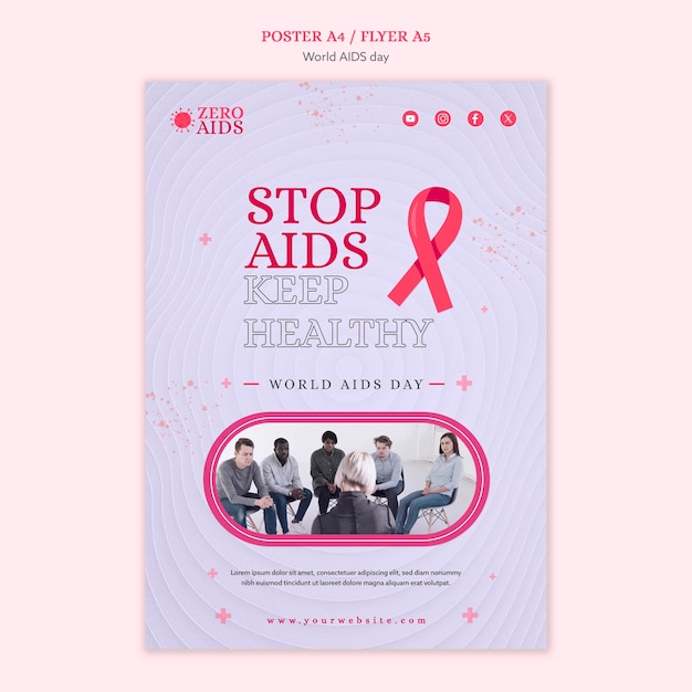 PSD gratuito disegno del modello per la giornata mondiale dell'aids