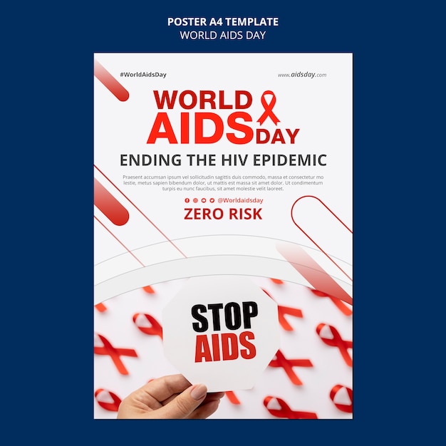 PSD gratuito modello di poster verticale per la giornata mondiale dell'aids