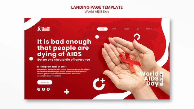 赤​の​詳細​が​記載された​世界​エイズデー​の​ウェブテンプレート