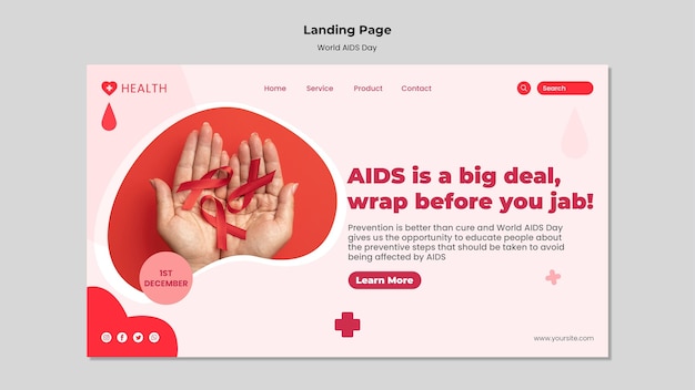 Free PSD world aids day web template with red details