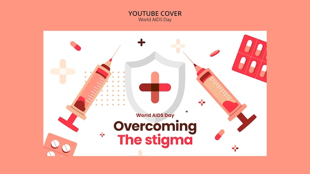 PSD gratuito modello di copertina per youtube per la giornata mondiale dell'aids