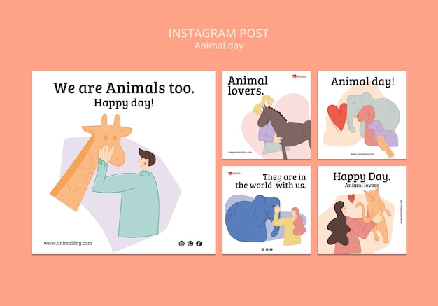 無料PSD 世界動物の日instagram投稿コレクション