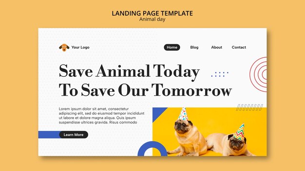 World animal day landing page template