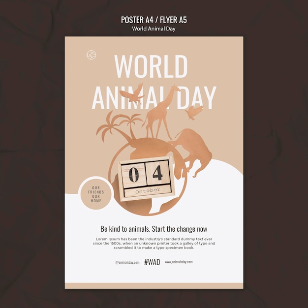세계 동물의 날 세로 인쇄 템플릿