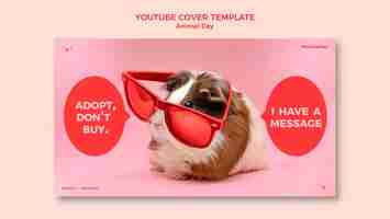 無料PSD 犬と世界動物の日youtubeカバーテンプレート