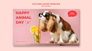 Free PSD world animal day youtube cover template with dog