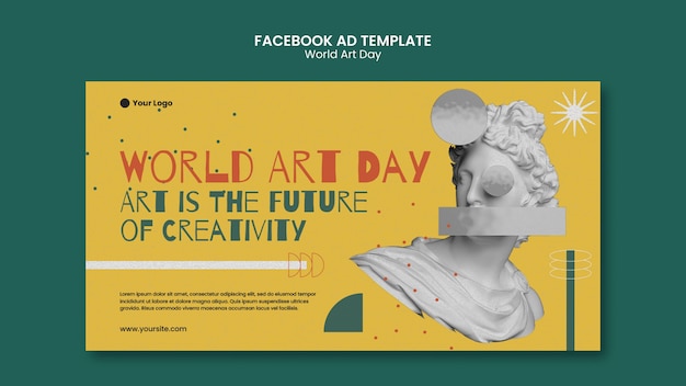 PSD gratuito modello facebook per la celebrazione della giornata mondiale dell'arte