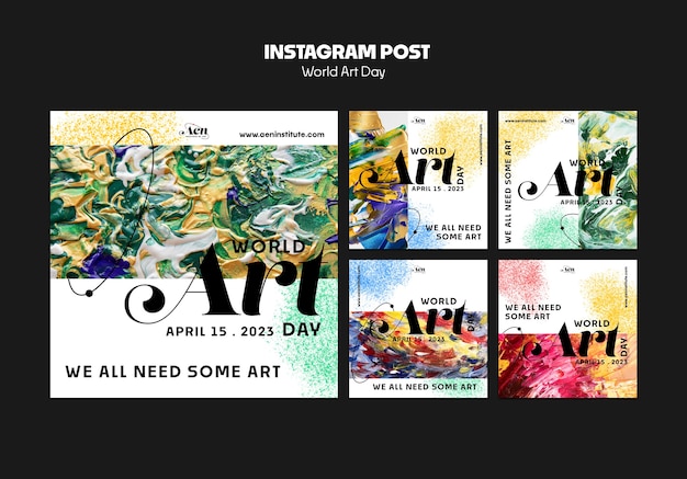 無料PSD 世界芸術の日お祝いinstagram投稿セット