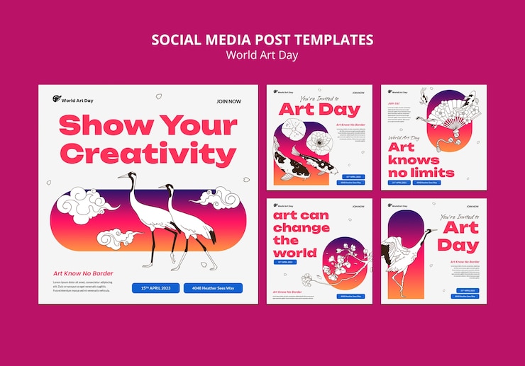 Free PSD world art day celebration instagram posts