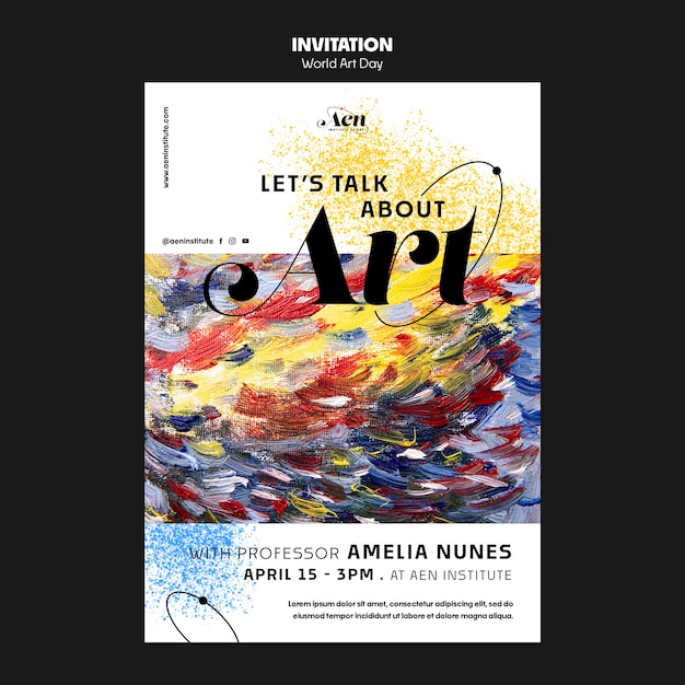 World art day celebration invitation template