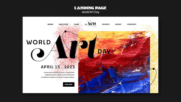 Free PSD world art day celebration landing page