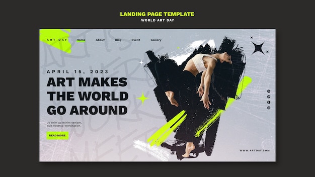 Free PSD world art day celebration landing page