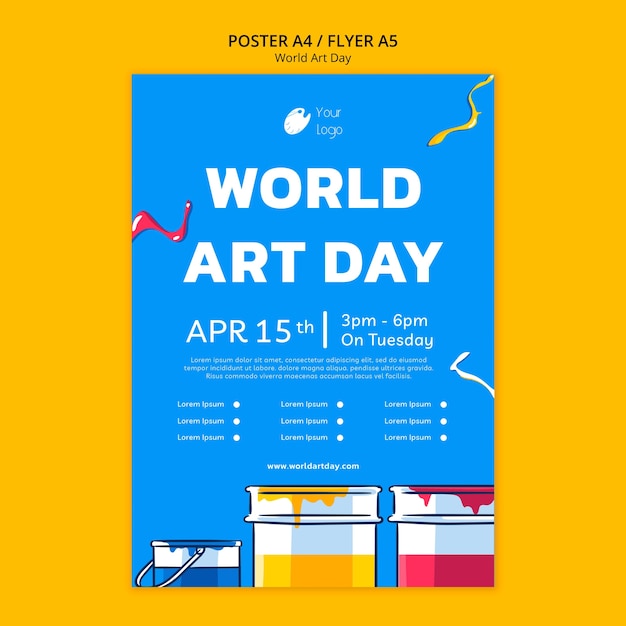 Free PSD world art day celebration poster template
