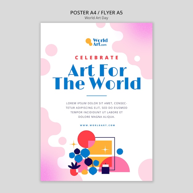 Free PSD world art day celebration poster template