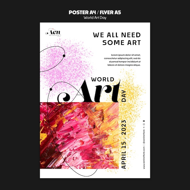 Free PSD world art day celebration poster template