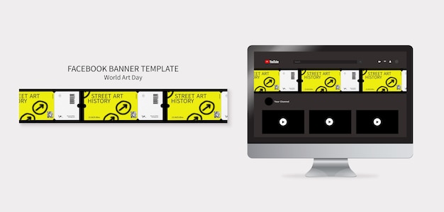 무료 PSD 세계 예술의 날 기념 유튜브 배너
