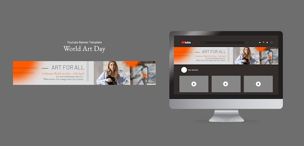 Free PSD world art day celebration youtube banner