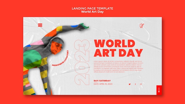 Free PSD world art day landing page template