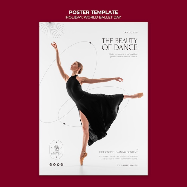 Free PSD world ballet day poster template