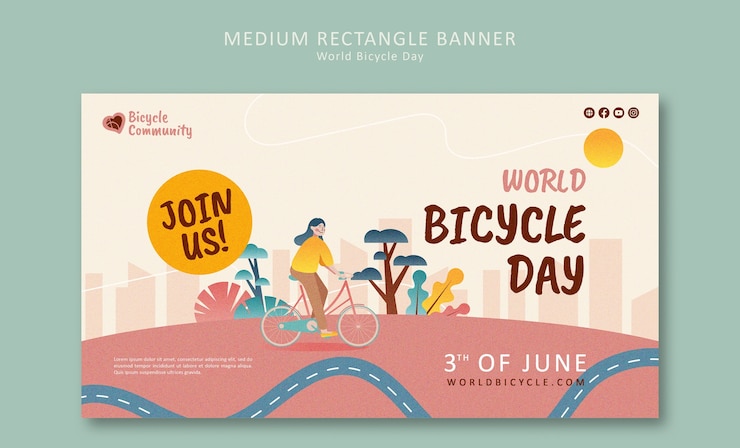 Free PSD world bicycle day celebration template