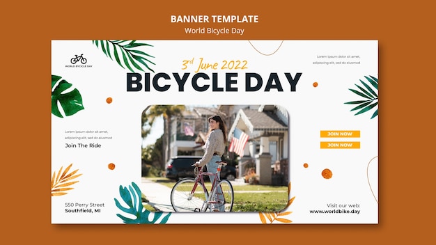 Free PSD world bicycle day horizontal banner