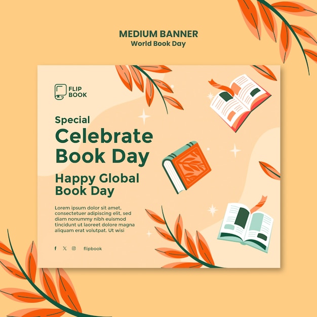 Free PSD world book day celebration banner template