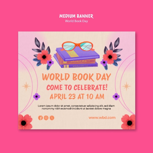 Free PSD world book day celebration banner template